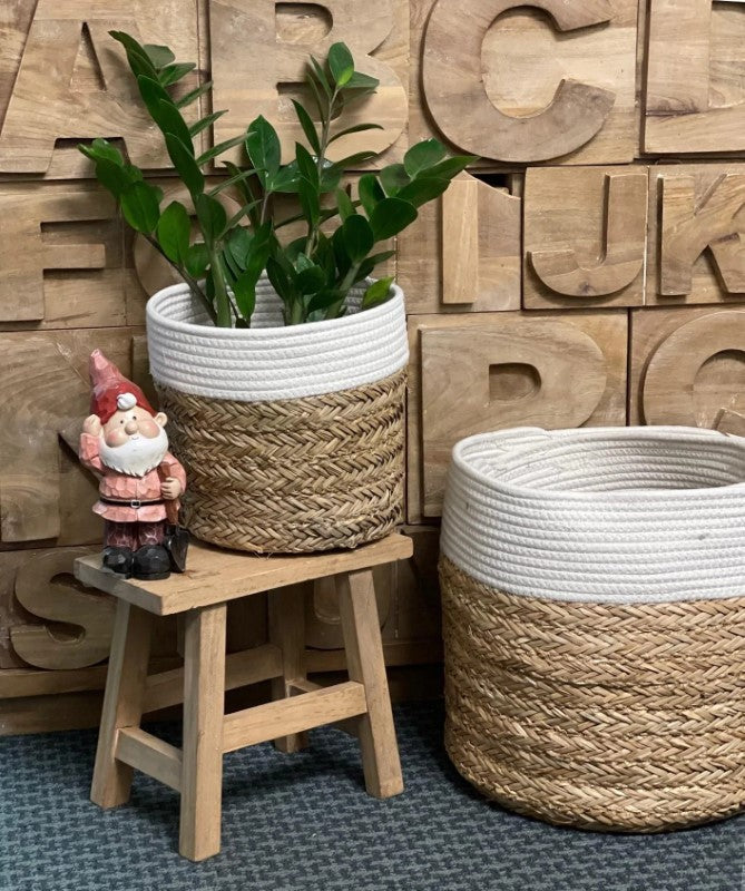Cotton Rope &amp; Seagrass Basket (Small)