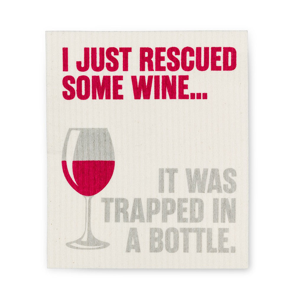 Rescued Some Wine Swedish Dishcloth, Set of 2