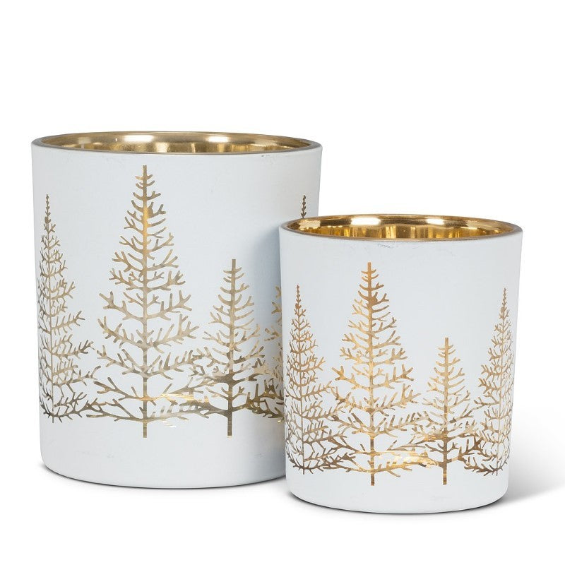 White &amp; Gold Tree Tealight Holder