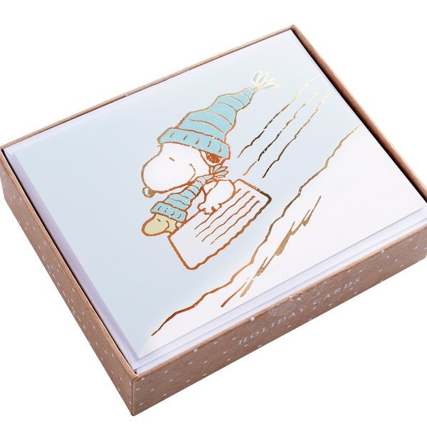 Snoopy Sledding Holiday Cards, Box of 15