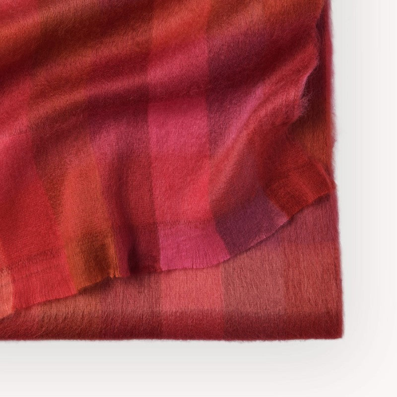 Pokoloko Alpaca Seamless Check Scarf, Claret