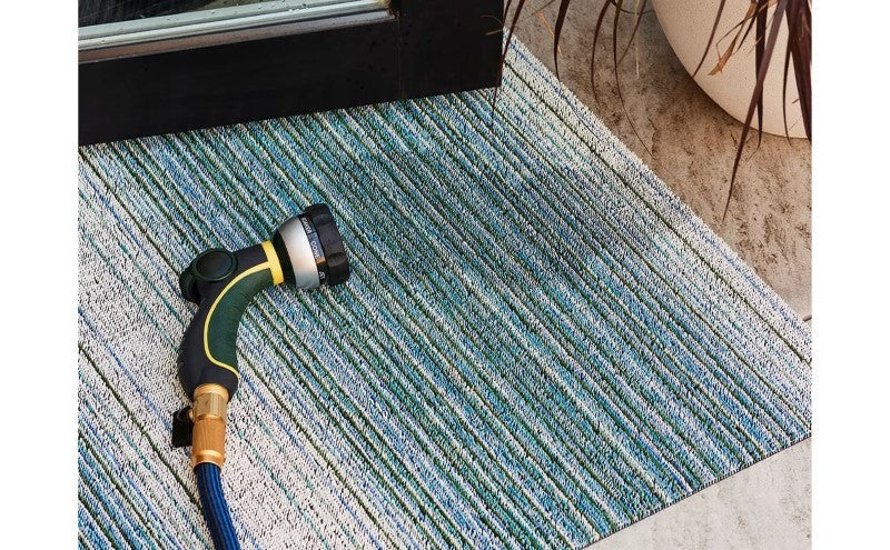 Chilewich Fade Stripe Shag Floor Mat, Lagoon