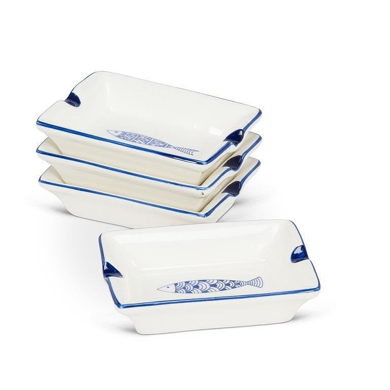 Small Rectangular Blue Fish Dish, 3&quot;L