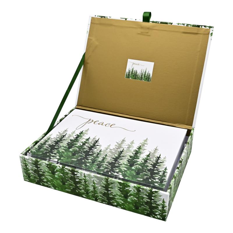 Winter Evergreens Deluxe Holiday Cards, Box of 20