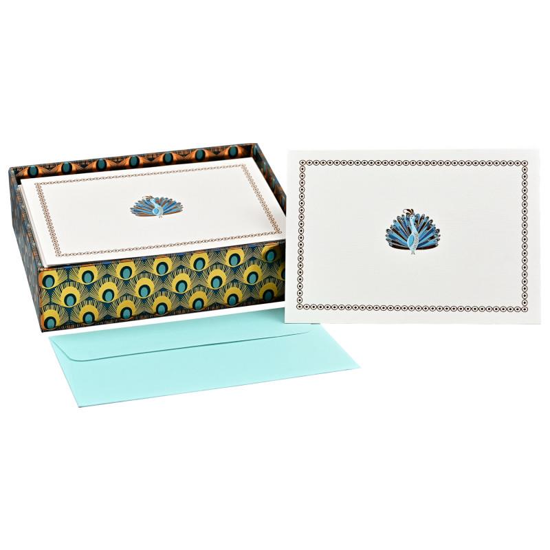 Peacock Note Cards, Box of 14