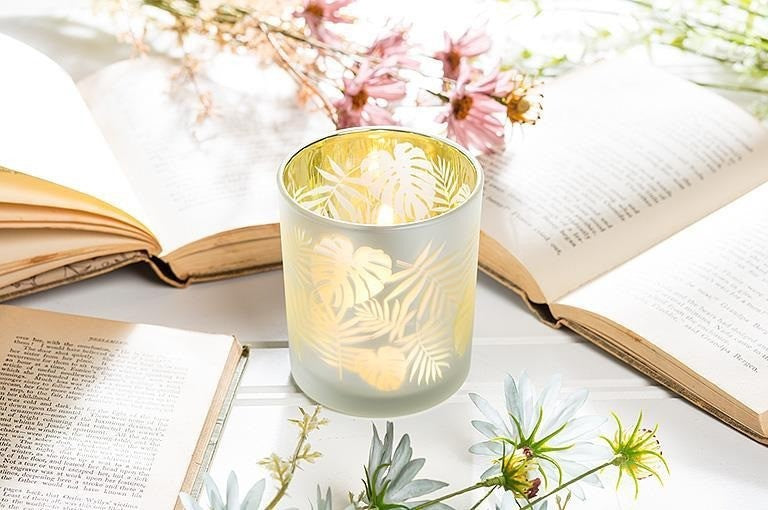 Large Frost Leaf Tealight Holder