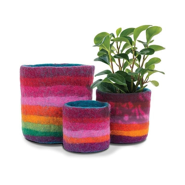 Rainbow Stripe Storage Pots