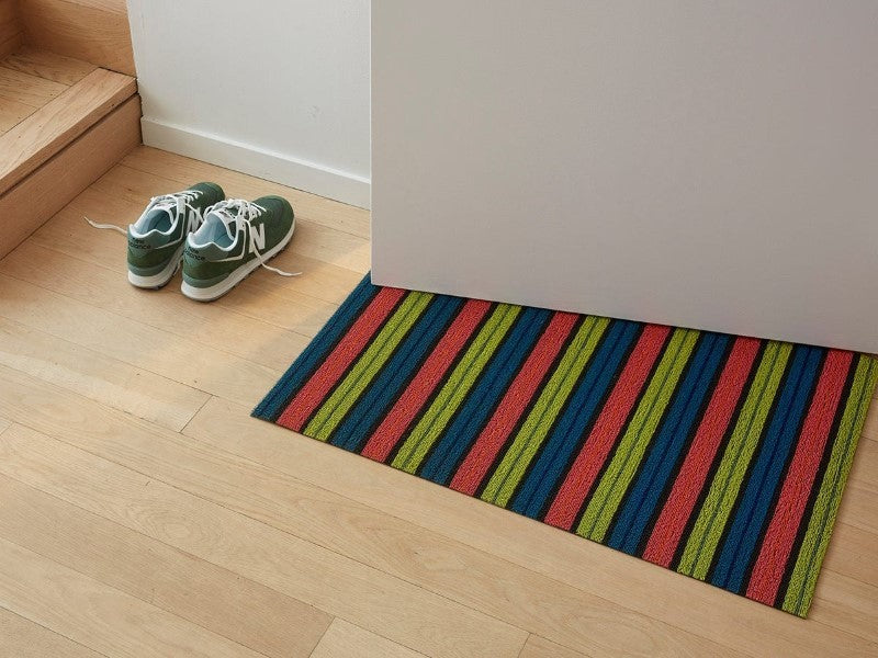 Chilewich Ribbon Stripe Shag Mat, Limelight