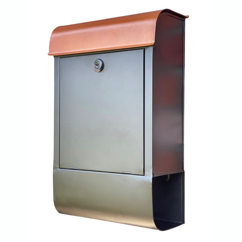 Dominion Iron Mailbox Black &amp; Copper, W/lock &amp; Holder