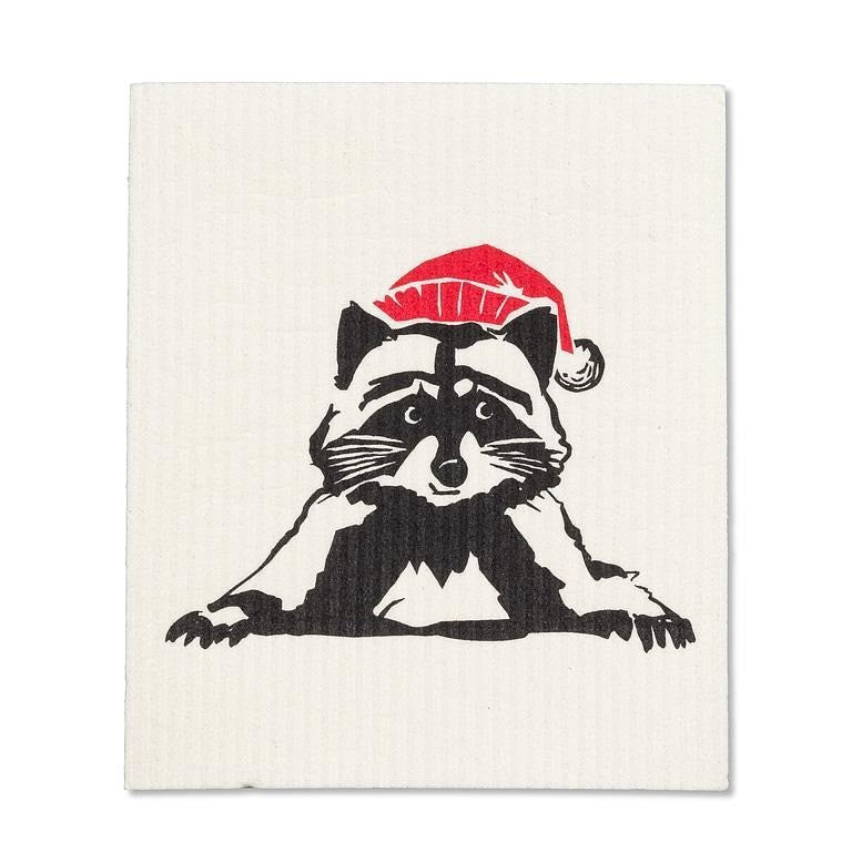 Raccoon With Hat Swedish Dishcloth, Set of 2