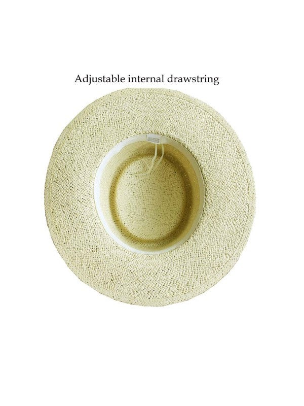 French Boater Straw Hat W/Ribbon