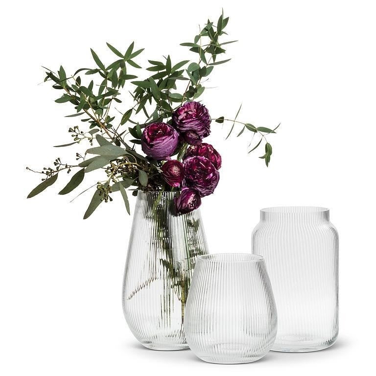 Small Narrow Optic Wide Bottom Vase, 6"H