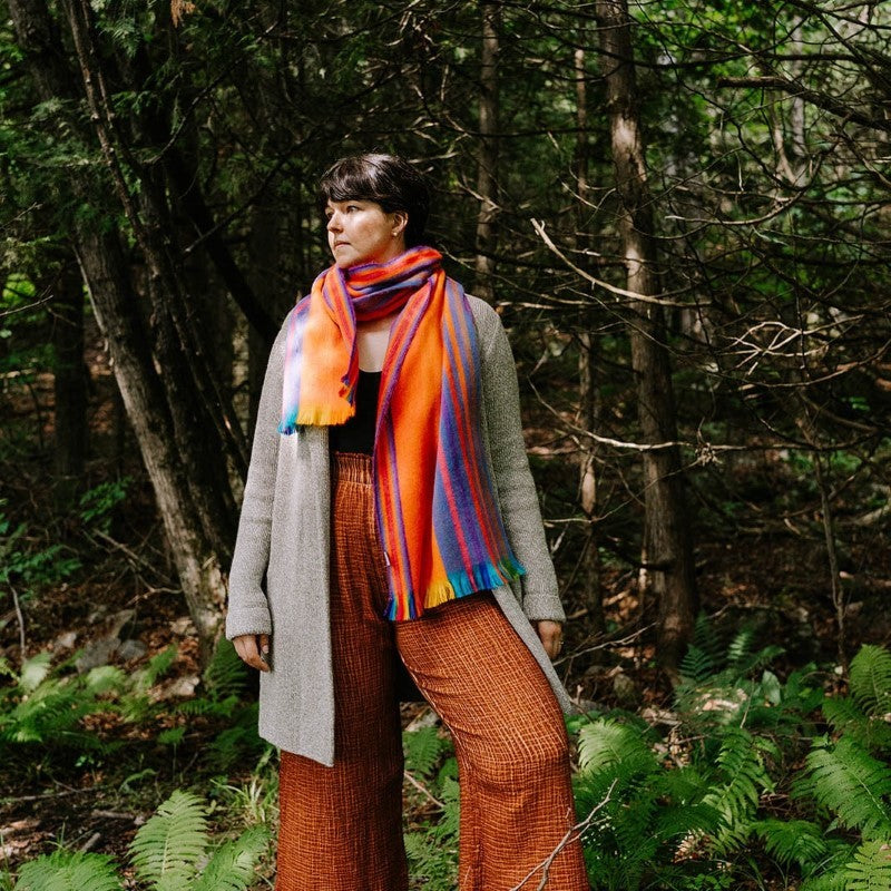 Pokoloko Seamless Alpaca Multi Stripe Scarf, Sunset