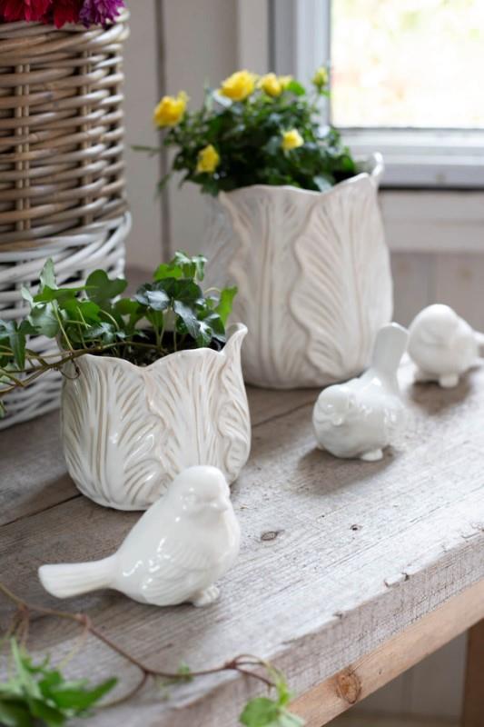 Cream Cabbage Leaf Pot