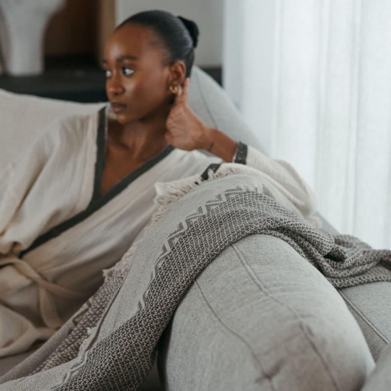 Pokoloko Canvas Linen Mushroom Throw