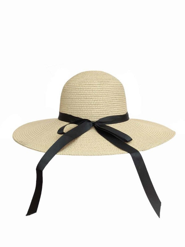 Large-Brimmed Floppy Sun Hat with Ribbon Bowknot