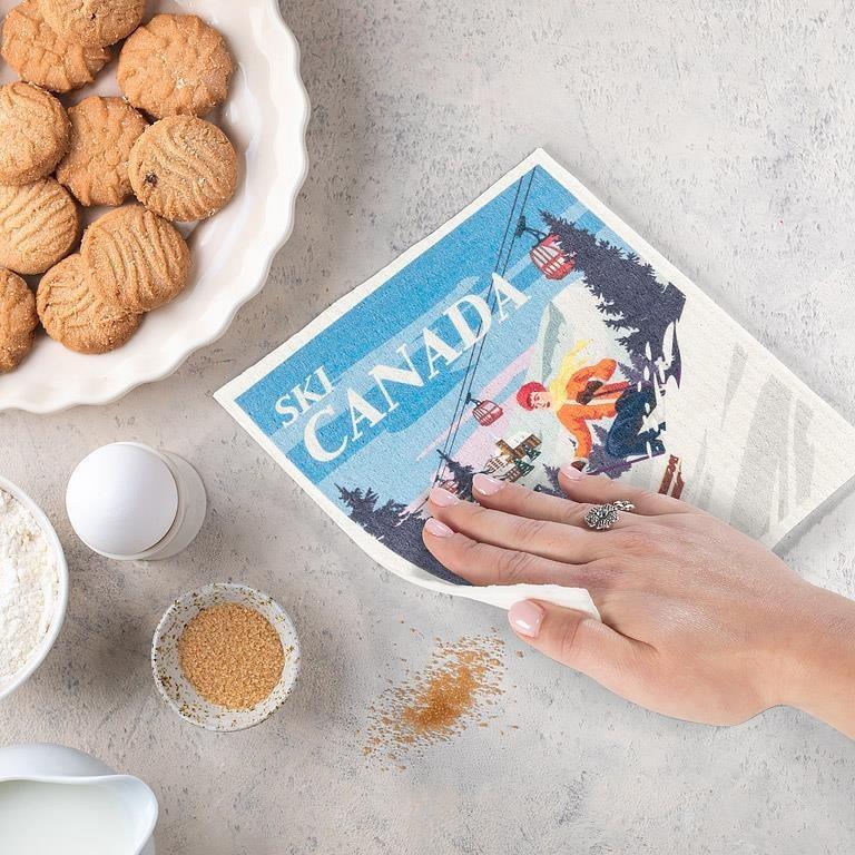 Graphic Ski Canada Swedish Dishcloth, Single