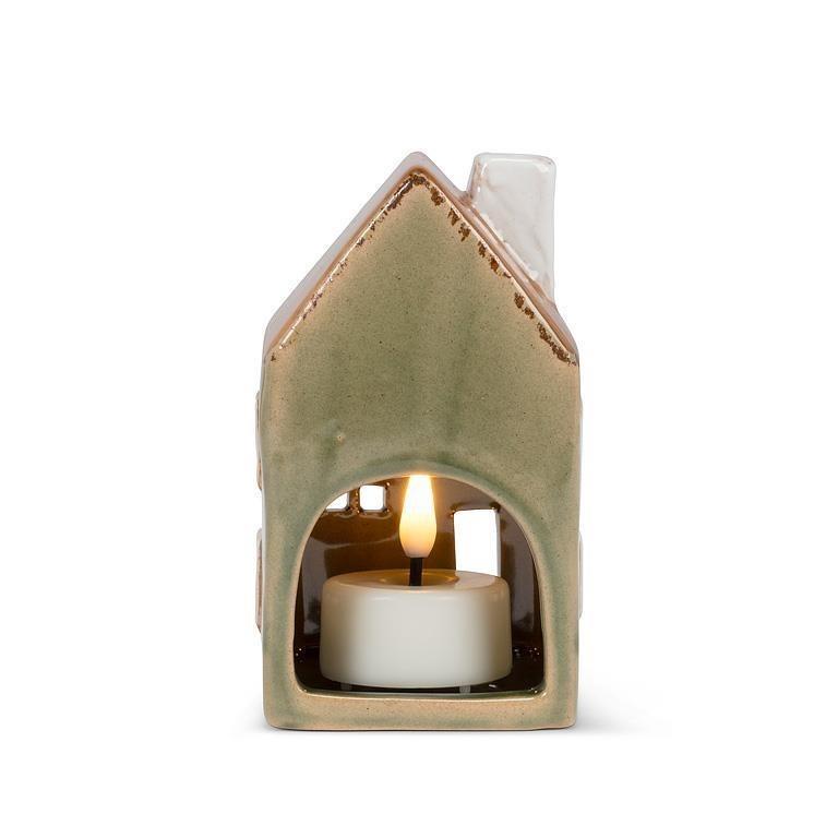 Narrow House with Windows Candle Holder, 4"H