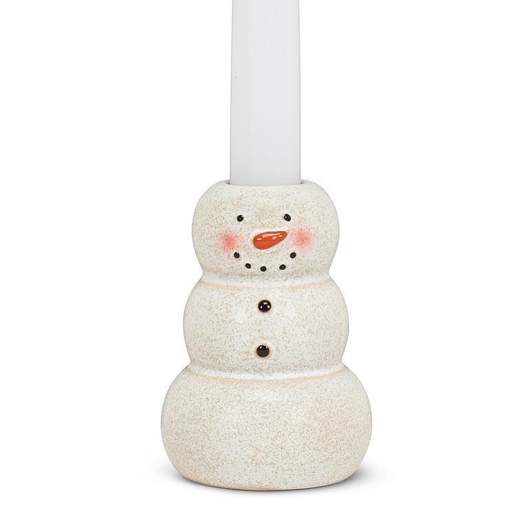 Small Happy Snowman Taper Holder, 3.5"H