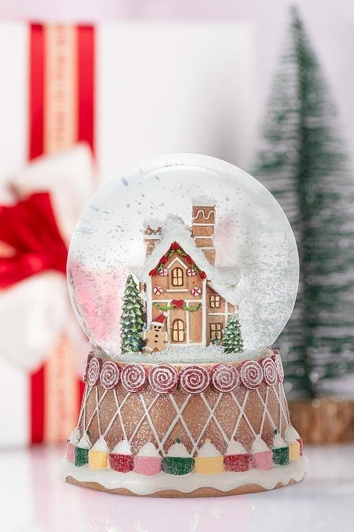 Medium Gingerbread Snow Globe with Music, 5&quot;H