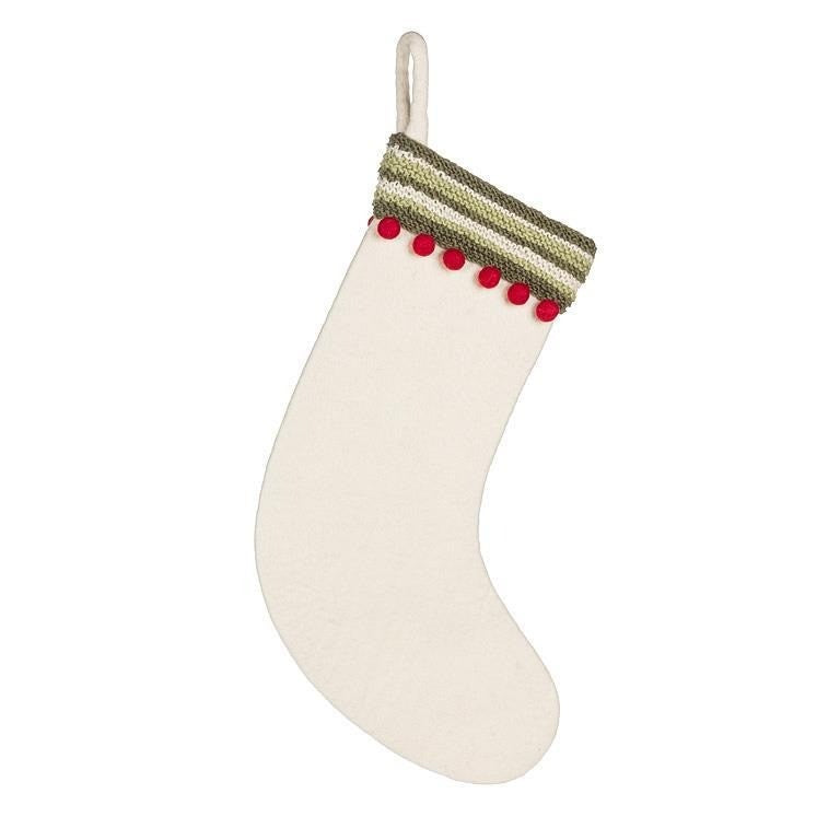 Felt Stocking with Knit Band &amp; Pompoms