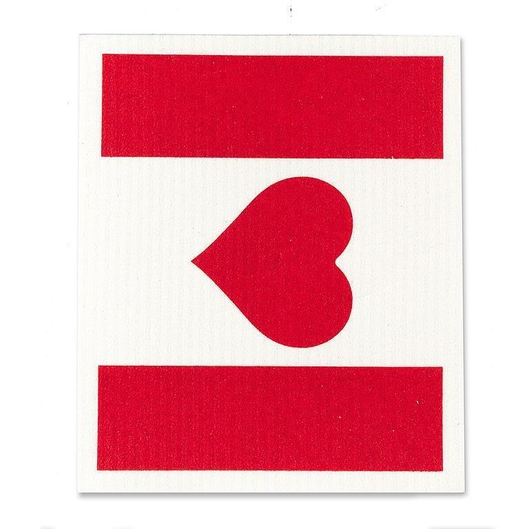 Canada Flag &amp; Heart Swedish Dishcloth, Set of 2
