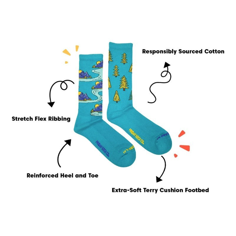 Mountains &amp; Trees Comic Athletic Socks - Lg