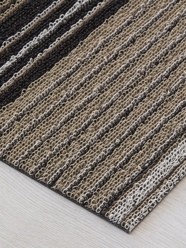 Chilewich Pleat Stripe Shag Mat, Oyster