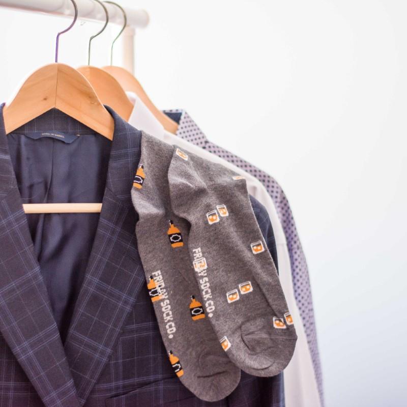 Glass &amp; Bottle Whiskey Socks - Lg