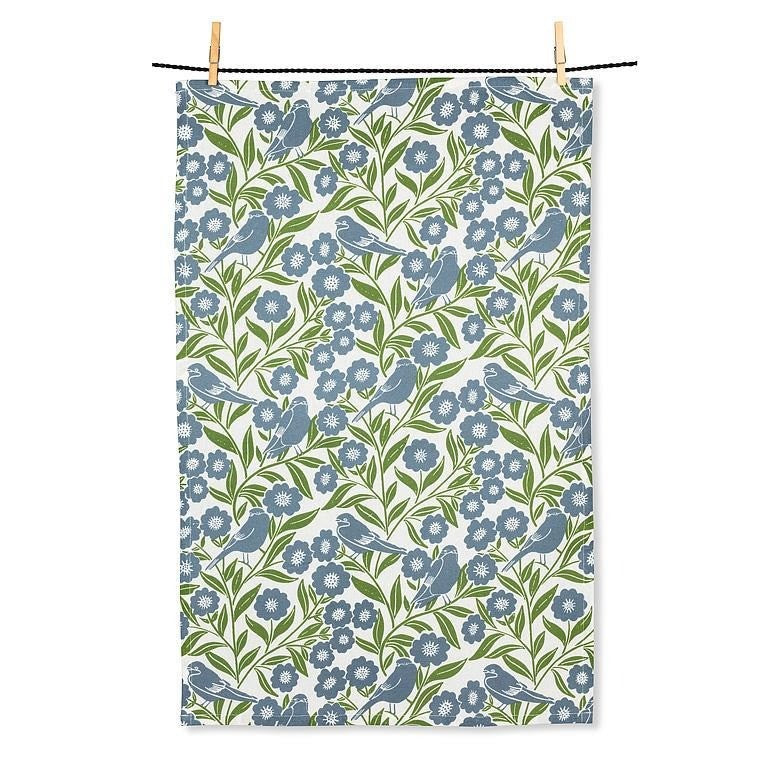 Birds &amp; Leaves Dishcloth &amp; Kitchen Towel Set of 2