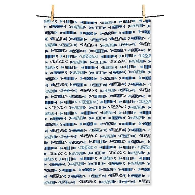 Swimming Fish Dishcloth &amp; Kitchen Towel Set of 2