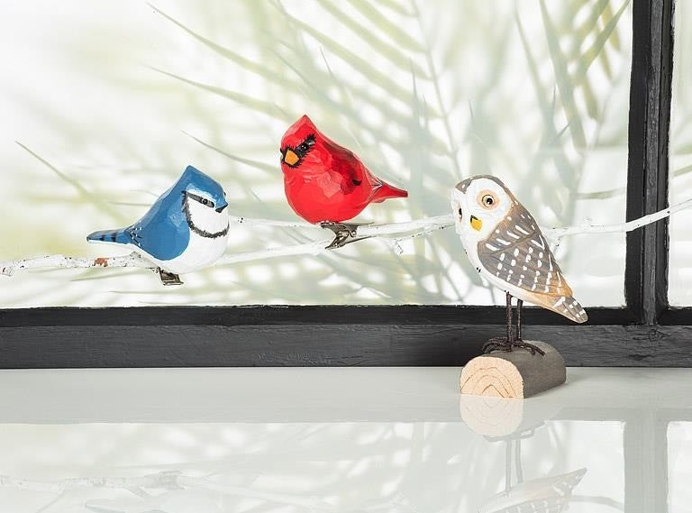 Brown Owl on Log, 4"H