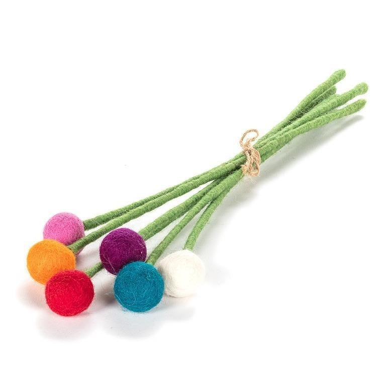 Pompom Flower Stem, 12.5"H