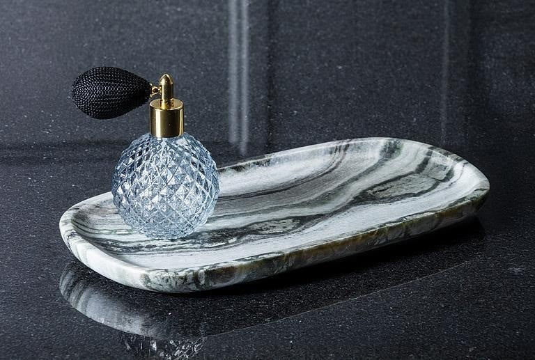 Small Black Marble Oblong Tray, 11.5"