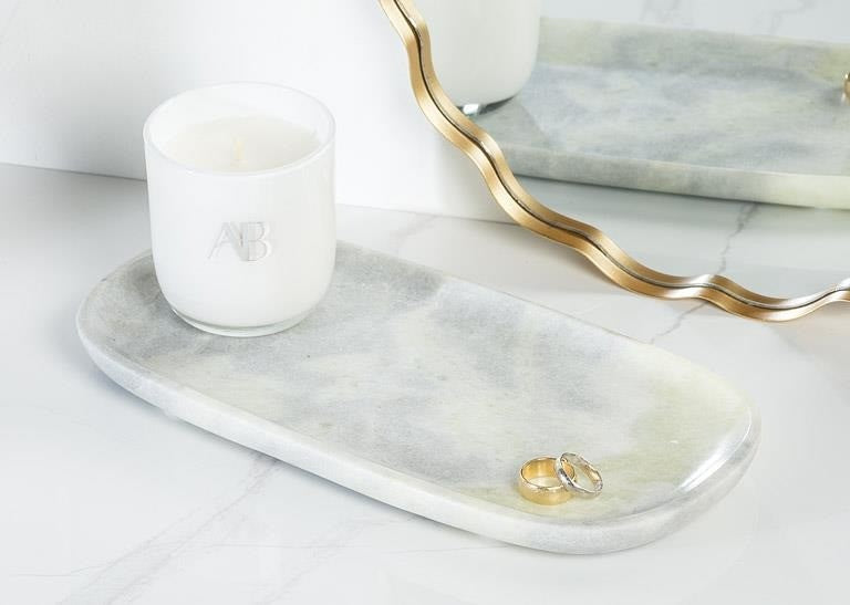 Green Marble Oblong Tray, 11.5"L