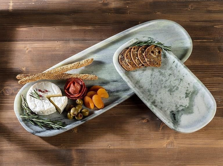 Large Green Marble Oblong Tray, 19.5"