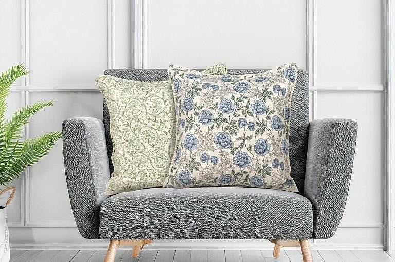 Square Floral Pillow, 20"Sq