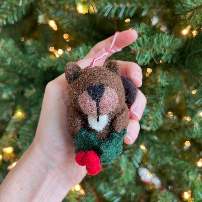 Felt Beaver Ornament