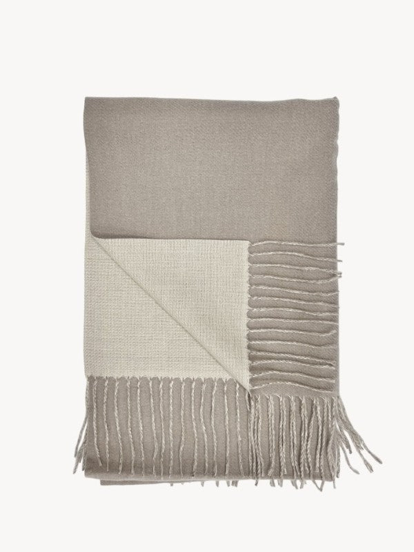 Reversible Oatmeal Two Tone Cashmere Blend Scarf