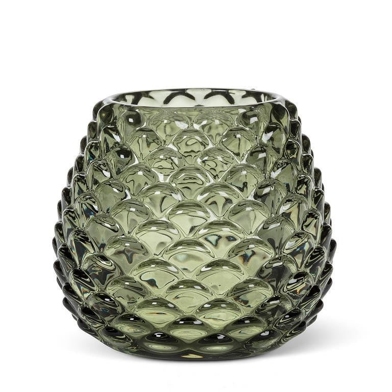 Green Glass Pinecone Tealight Holder