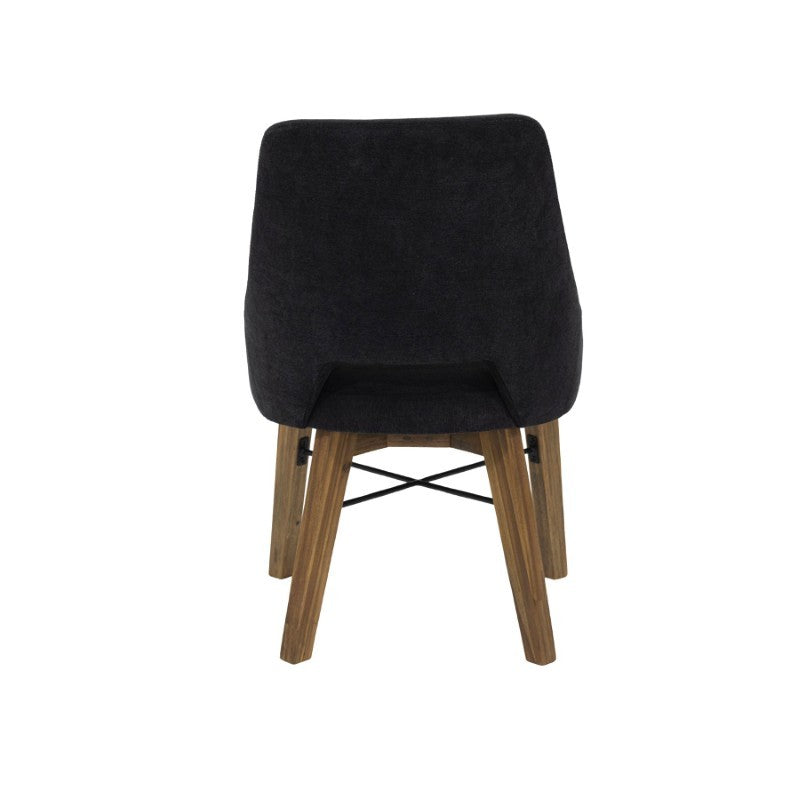 Gia Curved Dining Chair - Graphite Grey/Warm Pecan