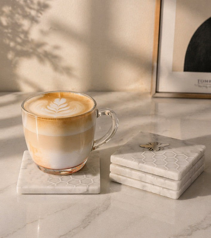 Bee Marble Coaster, Set of 4