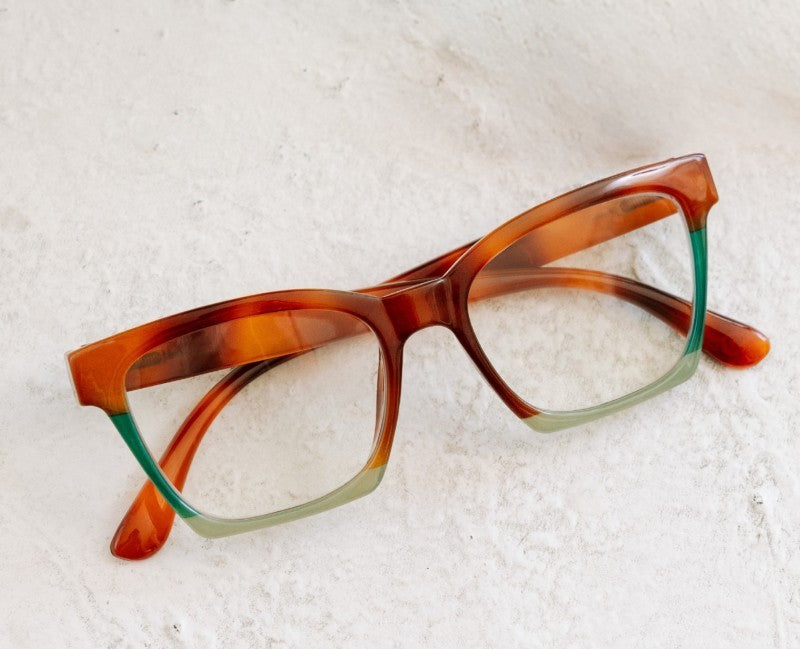 Birdie Blonde Tortoise Colourblock — Blue Light Reading Glasses