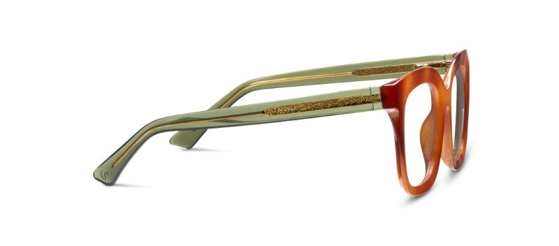Fanfare Blonde Tortoise/Green — Blue Light Reading Glasses