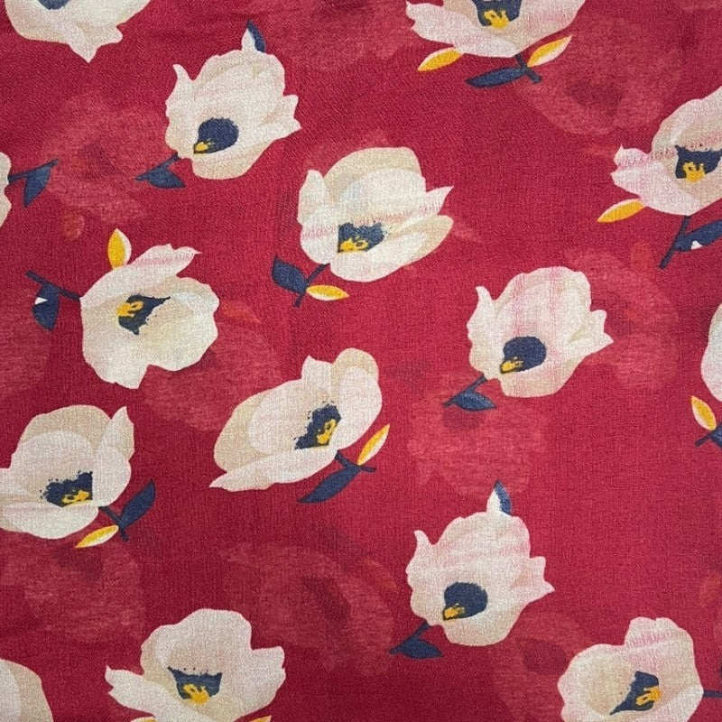 Red Narcisses Flower Print Scarf