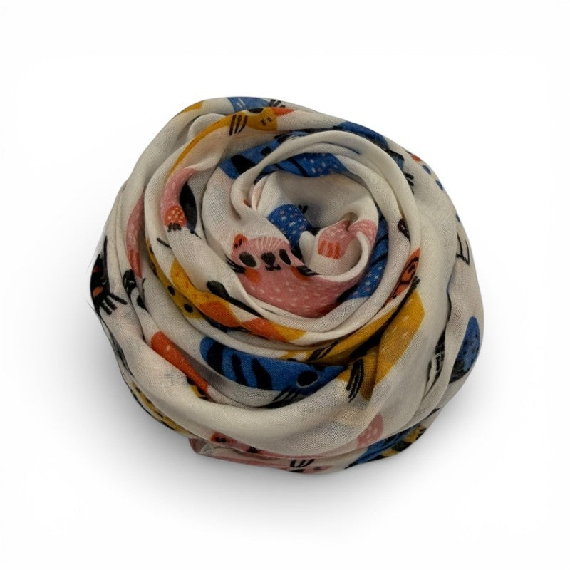 Colourful Cat Pattern Scarf