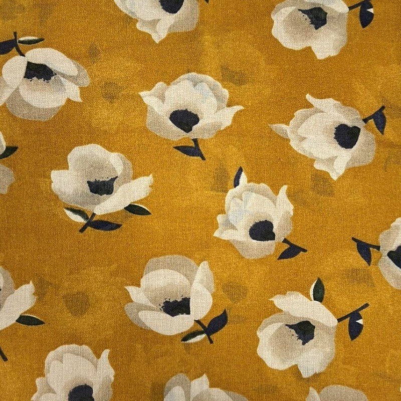 Mustard Narcisses Flower Print Scarf