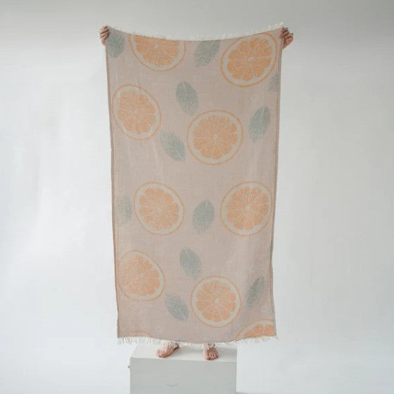 Pokoloko Orange &amp; Leaf Turkish Towel