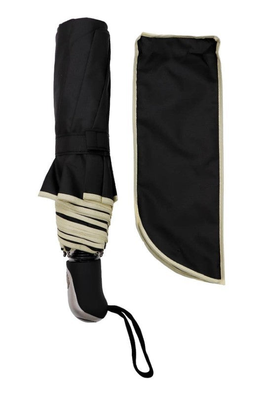 Solid Khaki Outline Compact Travel Size Umbrella
