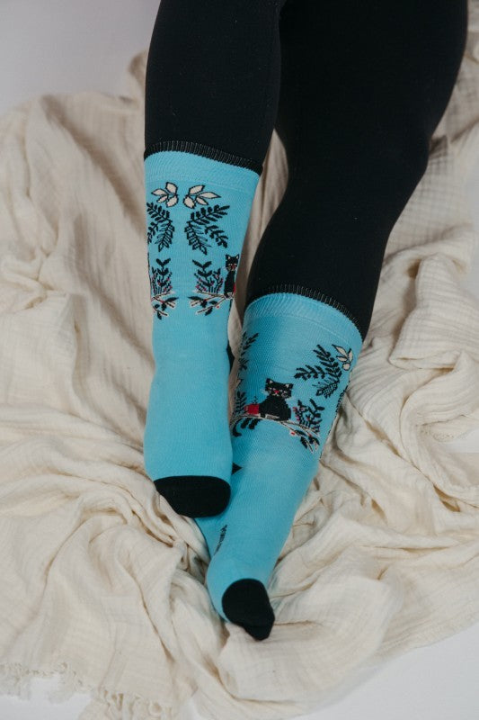 Coffee Cats Pima Cotton Socks - Small